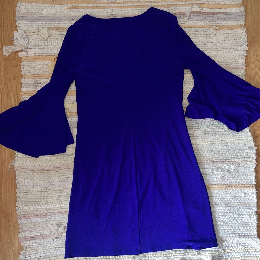 Lauren Ralph Lauren New Purple Flutter Sleeve Midi Ponte Dress - Picture 8 of 9